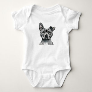 Stalky Pit Bull Dog Zeichnend Baby Strampler
