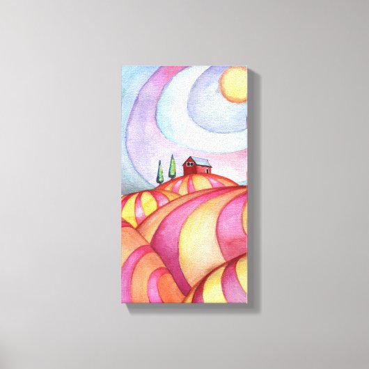 Stall auf den Hügeln Aquarellmalerei auf Leinwand (Vorderseite)