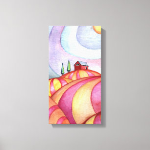 Stall auf den Hügeln Aquarellmalerei auf Leinwand