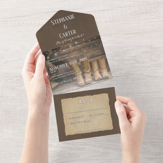 Stall & Boots Rustikaler Cowboy Western Kein Abend All In One Einladung (Abreißen)