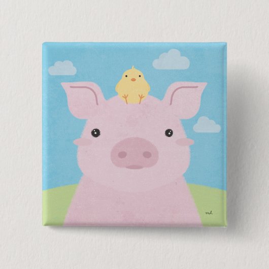 Stall Buddies - Piglet & Chick Button (Vorderseite)