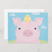Stall Buddies - Piglet & Chick Postkarte (Vorne/Hinten)
