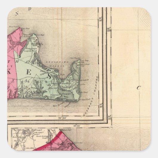 Stall, Herzöge, Nantucket-Landkreise Quadratischer Aufkleber (Vorderseite)