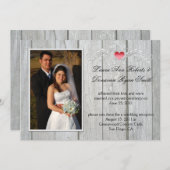 Stall Holz rosa Herz Foto nach Hochzeit Einladung (Vorne/Hinten)