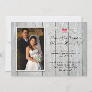 Stall Holz rosa Herz Foto nach Hochzeit Einladung