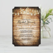Stall-Holz-String-Lights Rustikales Brautparty Einladung (Stehend Vorderseite)
