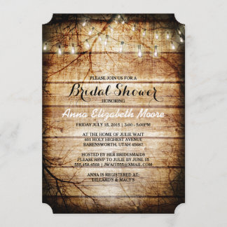 Stall-Holz-String-Lights Rustikales Brautparty Einladung