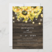 Stall Holz String Lights Sonnenblumen Save the Dat Ankündigung (Vorderseite)