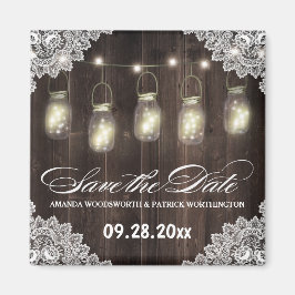 Stall Holz und Spitzen Mason Jar Wedding Retten Si Magnet