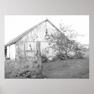 Stall im Land/Schwarz-Weiß-Fotografie Poster