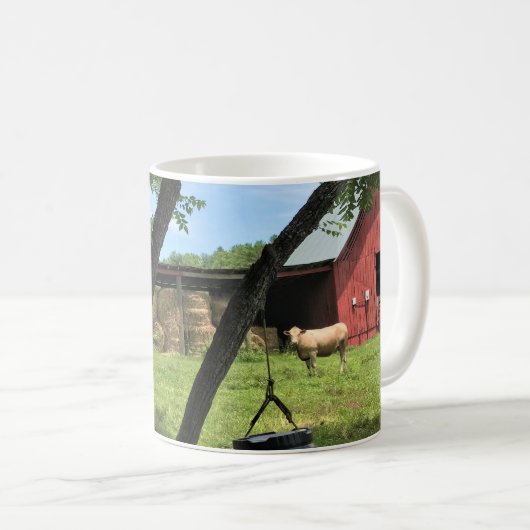 Stall & Kühe, ländliches North Carolina Canvas Pri Kaffeetasse (VorderseiteRechts)