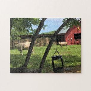 Stall & Kühe, ländliches North Carolina Canvas Pri Puzzle