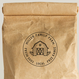 Stall Logo Family Farm Custom Round Chicken Egg Gummistempel