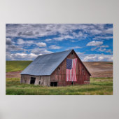 Stall mit amerikanischer Flagge | Colfax, Washingt Poster (Vorne)