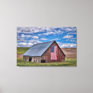 Stall mit amerikanischer Flagge  Colfax, Washingto Leinwanddruck