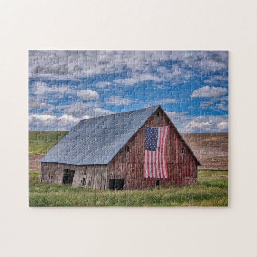 Stall mit amerikanischer Flagge| Colfax, Washingto Puzzle (Horizontal)