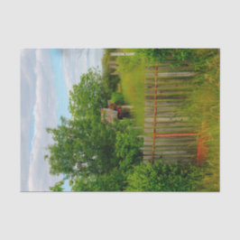 Stall mit roten Blume und Picketzaun Seidenpapier