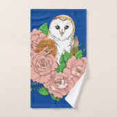 Stall Owl Pink Blume Blau Badhandtuch Set (Handtuch)