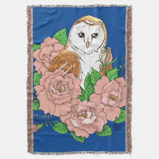 Stall Owl Pink Blume Blau Decke (Vorderseite Vertikal)