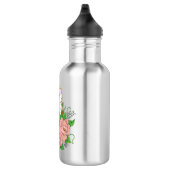 Stall Owl Pink Blume Blau Edelstahlflasche (Rechts)