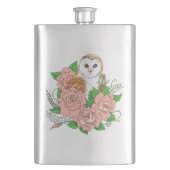 Stall Owl Pink Blume Blau Flachmann (Vorderseite)