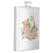 Stall Owl Pink Blume Blau Flachmann (Rechts)