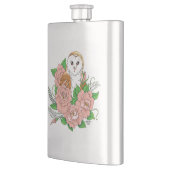 Stall Owl Pink Blume Blau Flachmann (Links)
