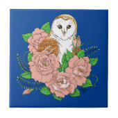 Stall Owl Pink Blume Blau Fliese (Vorderseite)