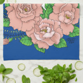 Stall Owl Pink Blume Blau Geschirrtuch (Gefaltet)