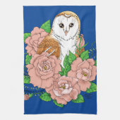 Stall Owl Pink Blume Blau Geschirrtuch (Vertikal)