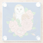 Stall Owl Pink Blume Blau Glasuntersetzer (Rückseite)