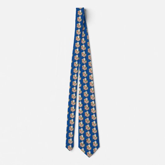 Stall Owl Pink Blume Blau Krawatte (Rückseite)