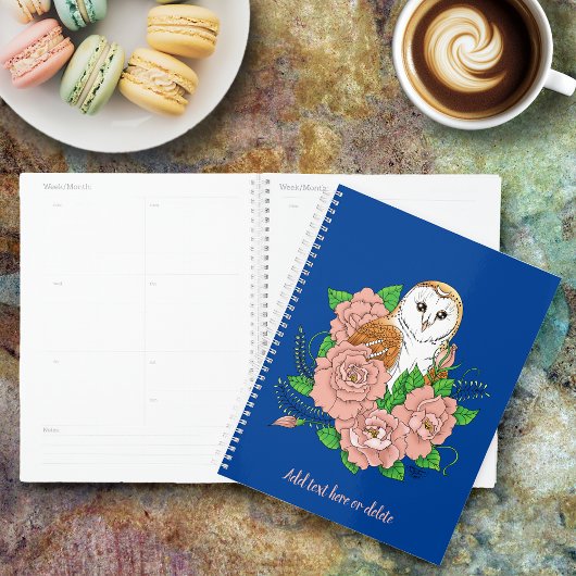 Stall Owl Pink Blume Blau Planer