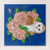Stall Owl Pink Blume Blau Puzzle (Horizontal)