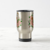 Stall Owl Pink Blume Blau Reisebecher (Mittel)