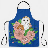 Stall Owl Pink Blume Blau Schürze (Vorderseite)
