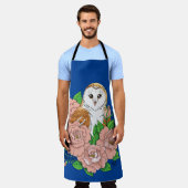 Stall Owl Pink Blume Blau Schürze (Getragen)
