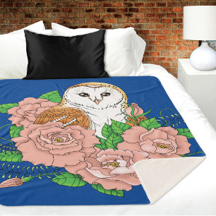 Stall Owl Pink Blume Blau Sherpadecke