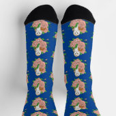 Stall Owl Pink Blume Blau Socken (Oben)