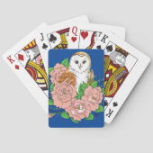 Stall Owl Pink Blume Blau Spielkarten (Rückseite)