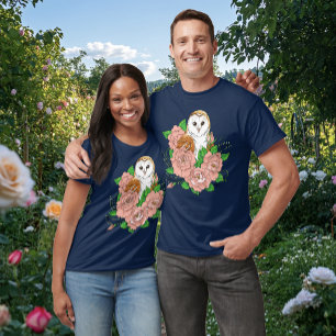 Stall Owl Pink Blume Blau T-Shirt