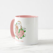 Stall Owl Pink Blume Blau Tasse (Vorderseite Links)