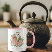 Stall Owl Pink Blume Blau Tasse
