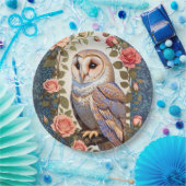 Stall Owl Pink Roses Foral Pappteller (Party)