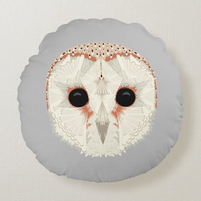 Stall Owl Round Throw Kissen (Vorderseite)