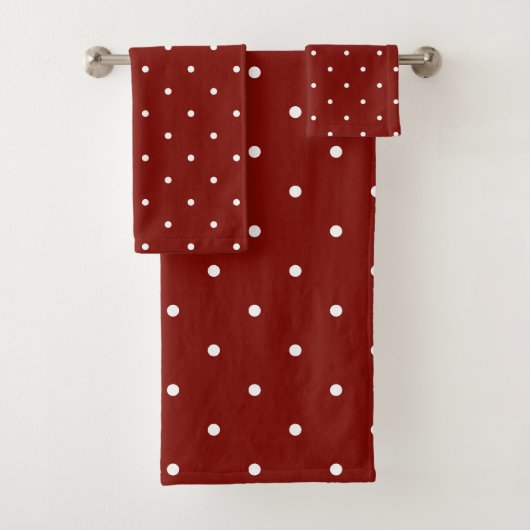 Stall rot mit weißen Punkten 2 Badhandtuch Set (Insitu)