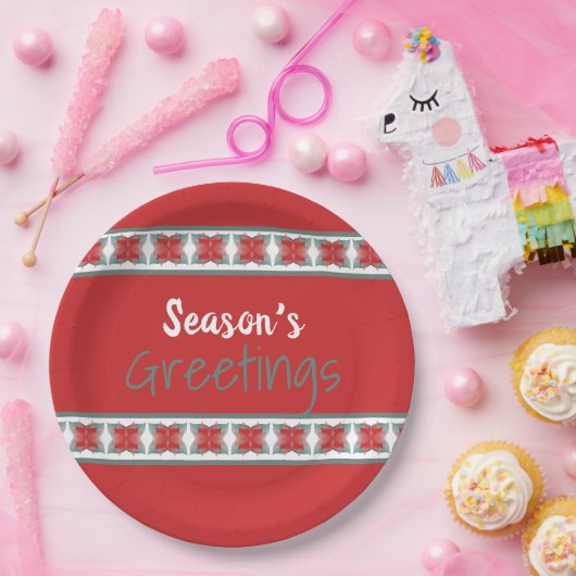 Stall rot und Aquamarin Pappteller (Party)