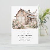 Stall Save the Date, rustikales Bauernhaus Einladung (Stehend Vorderseite)