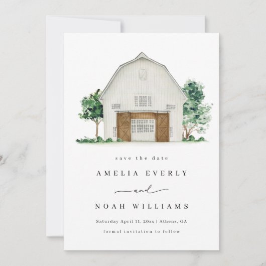 Stall Save the Date, rustikales Bauernhaus Save th Einladung (Vorderseite)