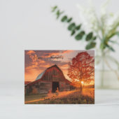 Stall Sonnenuntergang Erntedank Gruß Feiertagskarte (Stehend Vorderseite)